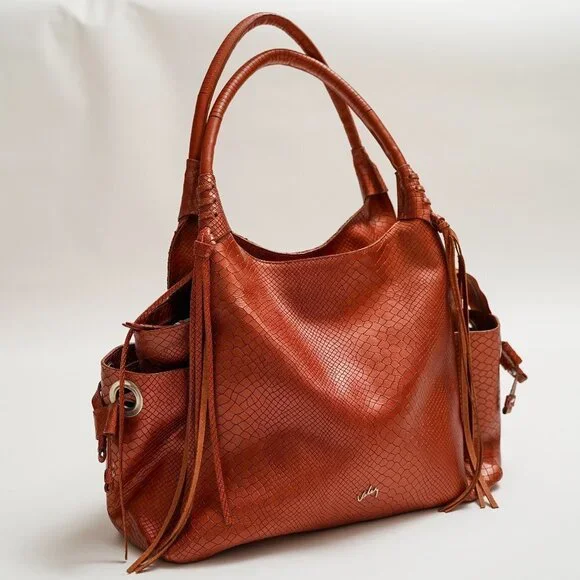 NWOT VELEZ Metallic Orange Leather Shoulder Bag - Picture 1 of 12